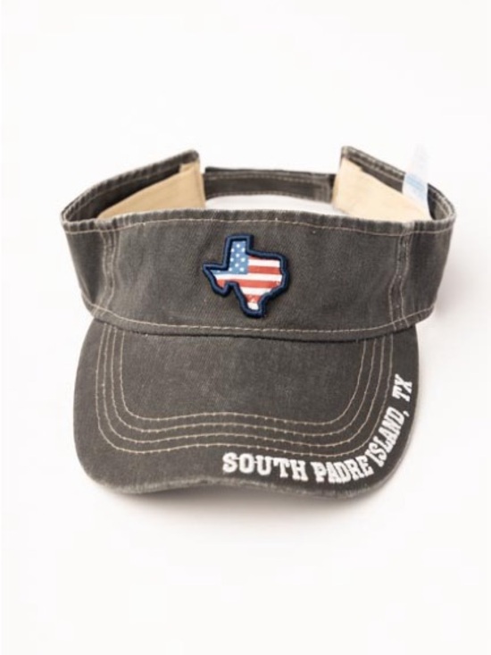 Strand Headware Accessories - Kids' Black Visor with Texas Patch - South Padre Island Accent